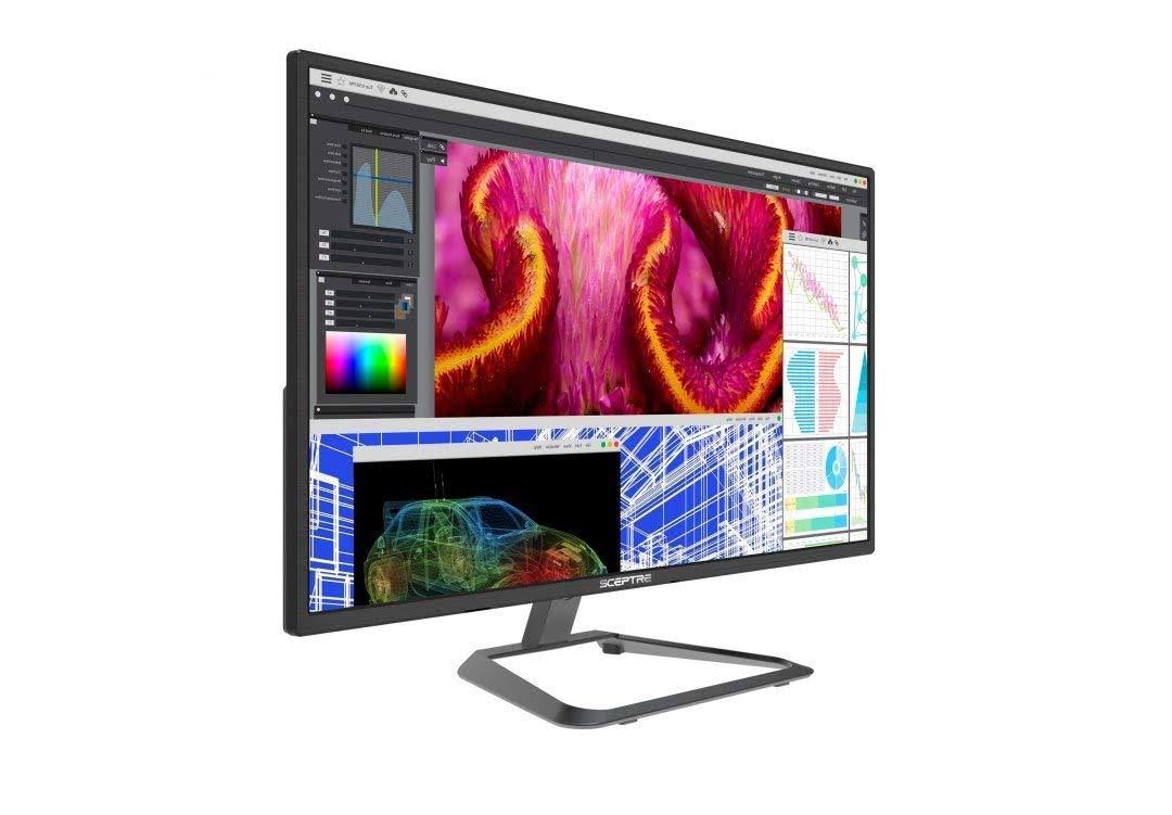 Sceptre 27 inch IPS Ultra 4K LED Monitor U278W-4000R, UHD 3840x2160, HDMI 2.0 DVI DisplayPort Speakers, Metallic Black