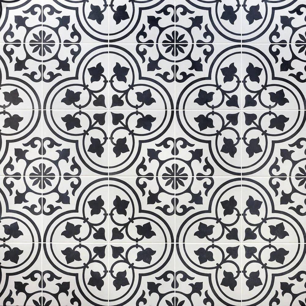 Sintra Ornate Matte 9 x 9 Porcelain Field Tile in Black & White