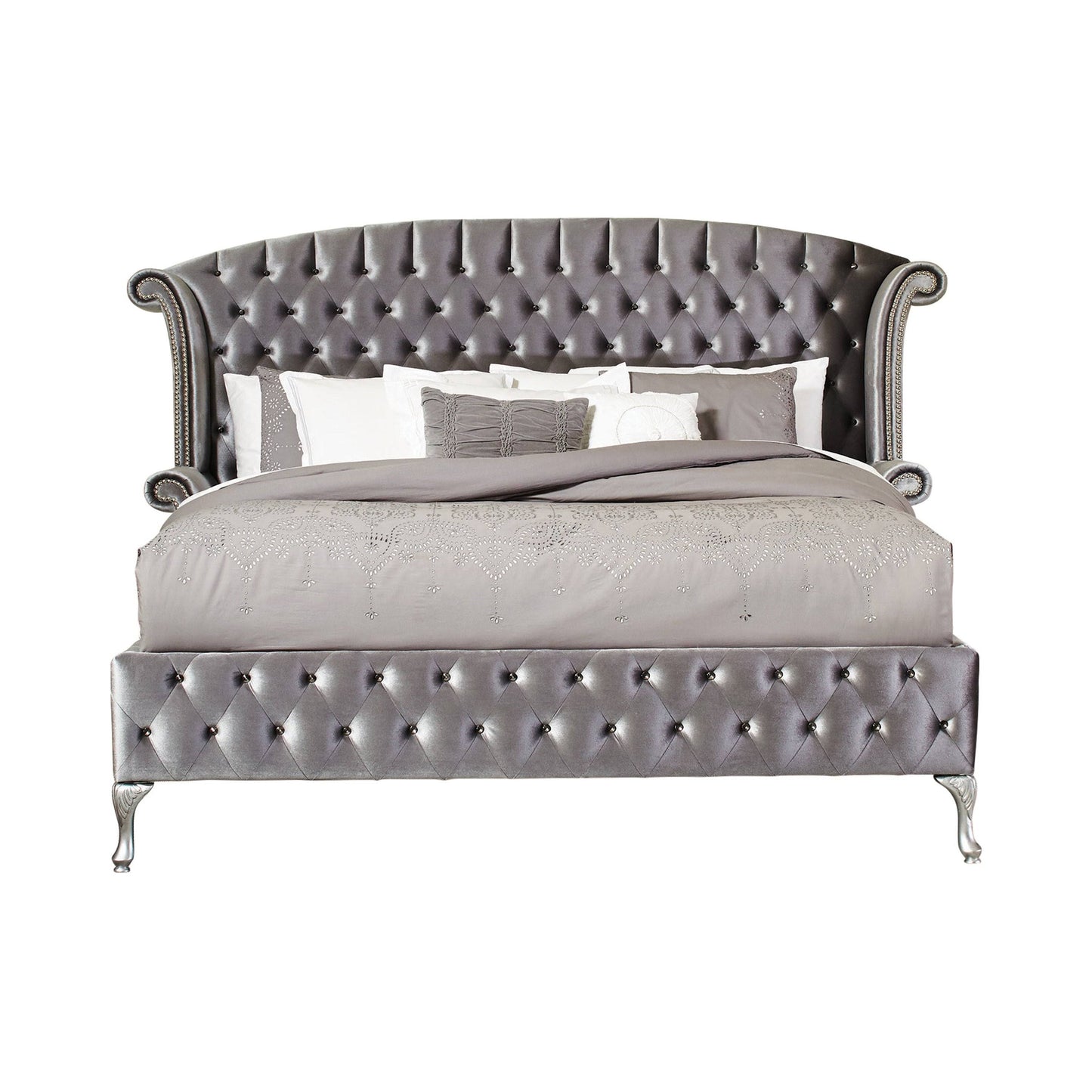 Coaster Deanna Grey Queen Upholstered Platform Bed 205101Q