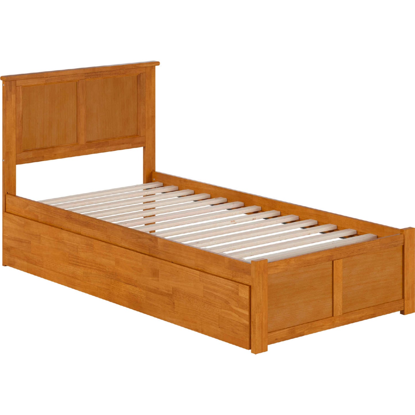 Madison Queen Bed with Footboard and Twin Extra Long Trundle in Walnut