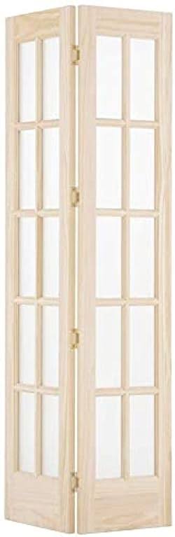 LTL Home Products 872526 Classic French Traditional Divided Glass French Bifold Intior Wood Door, 30 x 80, Unfinished Pine