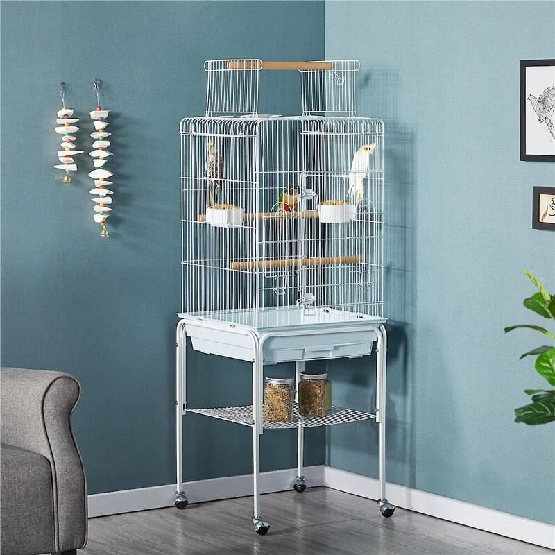 Yaheetech Play Top Detachable Rolling Stand Metal Bird Cage