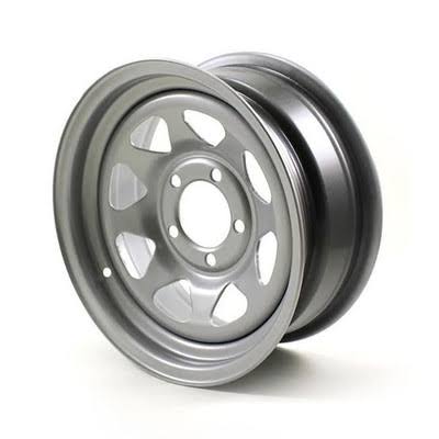 Recstuff 14X5.5 5-Lug on 4.5 Silver Spoke Trailer Wheel (JG) | 2040lbs Load Capacity