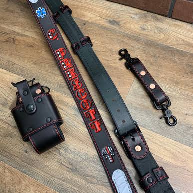 JP Custom Leather Reflective Radio Strap Combo