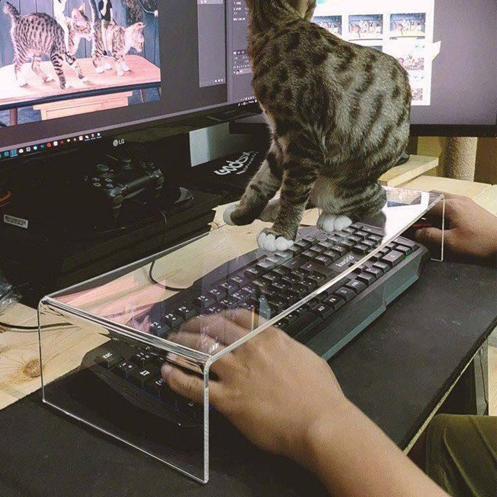 l&qq clear acrylic keyboard cover protector anti-cat,2 in 1 keyboard bridge protector and monitor stand