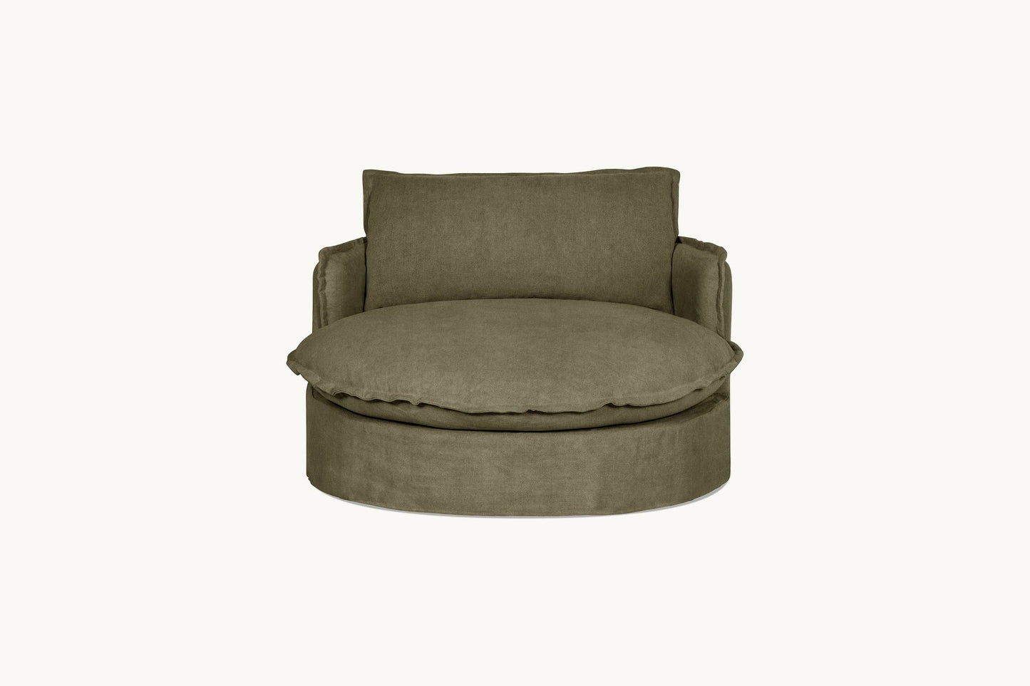 Neva Round Daybed, Cotton Canvas Quiet Sage / Feather Down