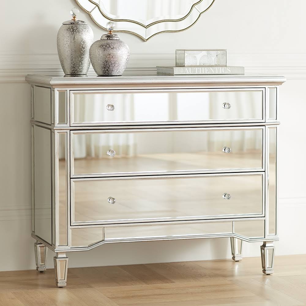 Josephine 42 Wide 3-Drawer Mirrored Accent Chest 56N03