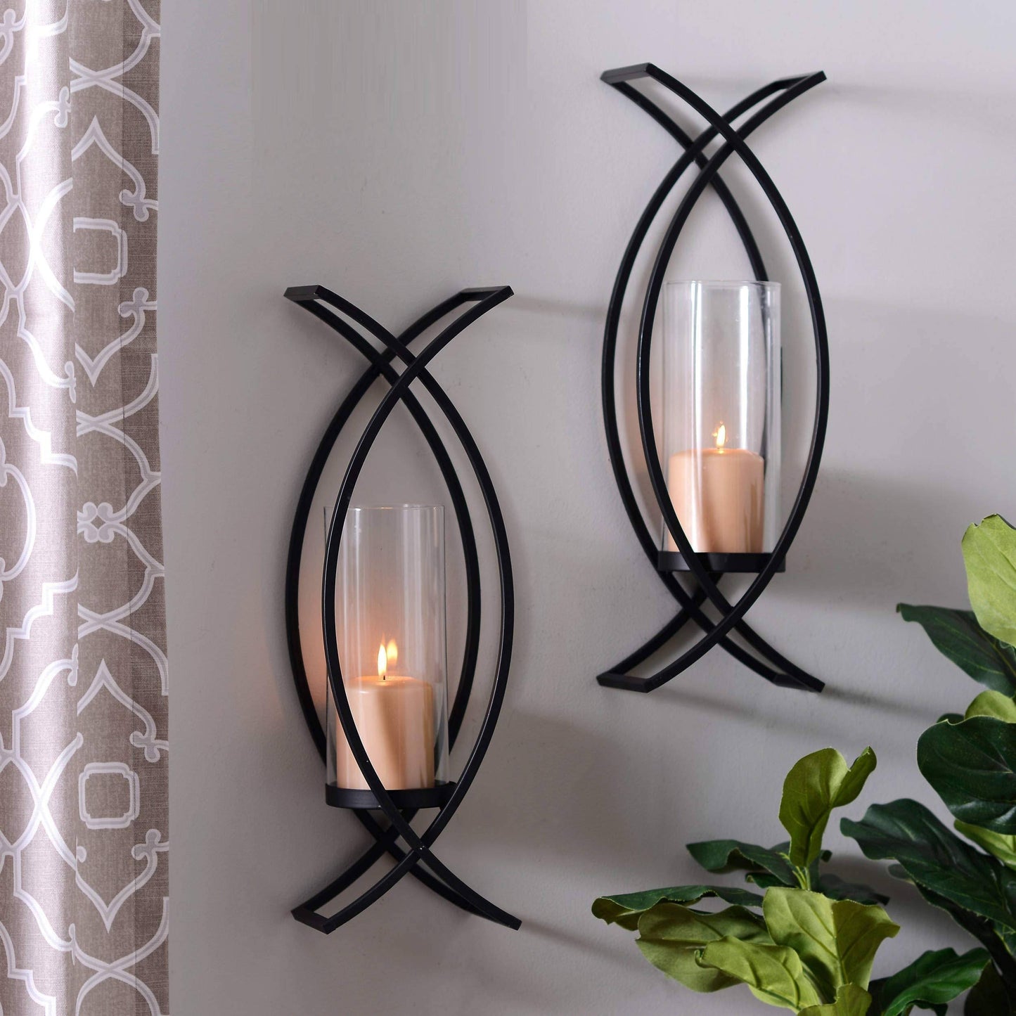 Set of Two Metal Wall Sconces Home Decor Metal Wall Candle Holder Sconce