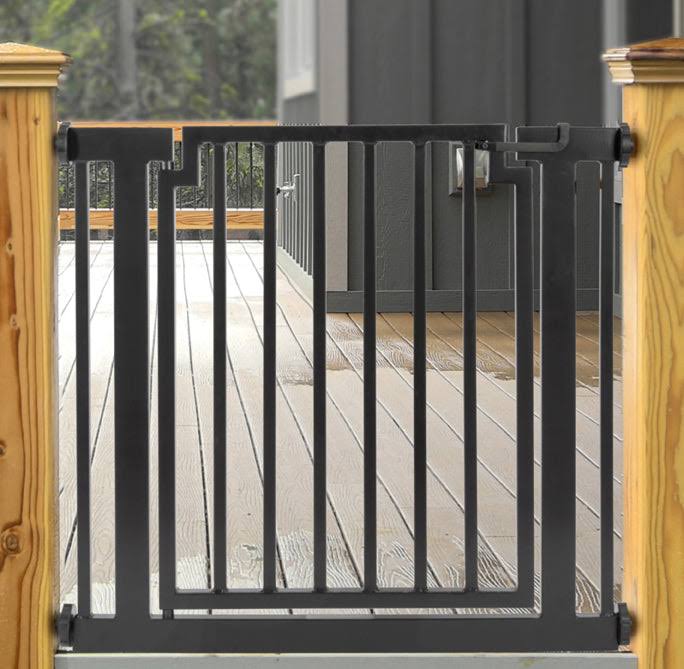 Libro Strong Outdoor Tall Dog Gate 28 60 Extra Wide with Door Stairs Deck Porch Pressure Mounted NMN Designs