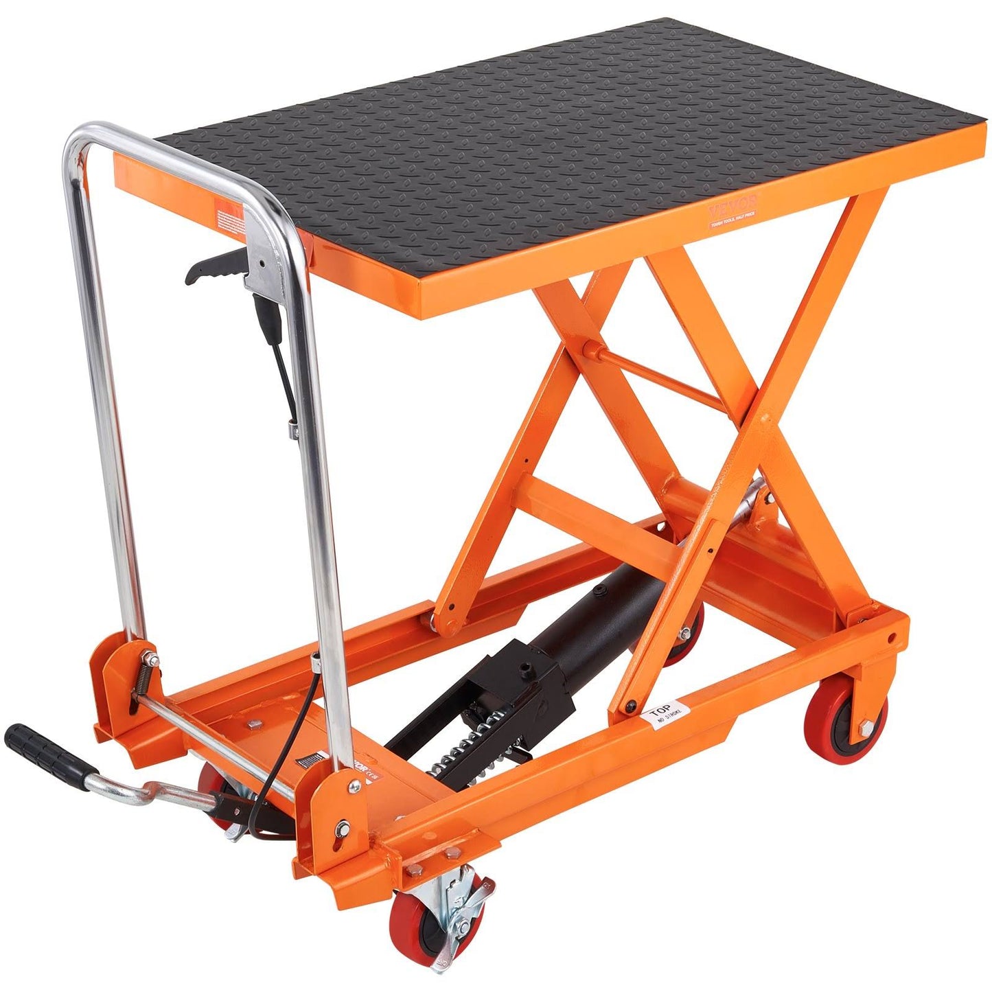 VEVOR Hydraulic Lift Table Cart 330lbs Capacity 28.5 Lifting Height Manual Single Scissor Lift Table with 4 Wheels and Non-Slip Pad Hydraulic