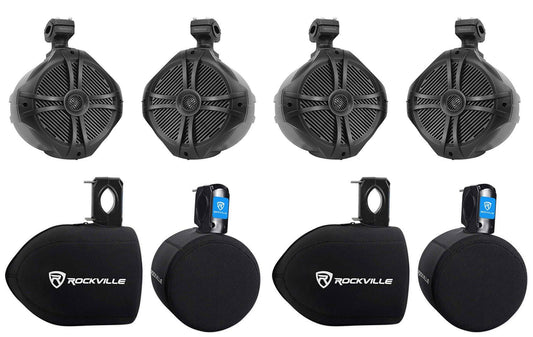 (2) Rockville RWB90B 8 360° Swivel Tower Roll Bar Speakers for Jeep Wrangler