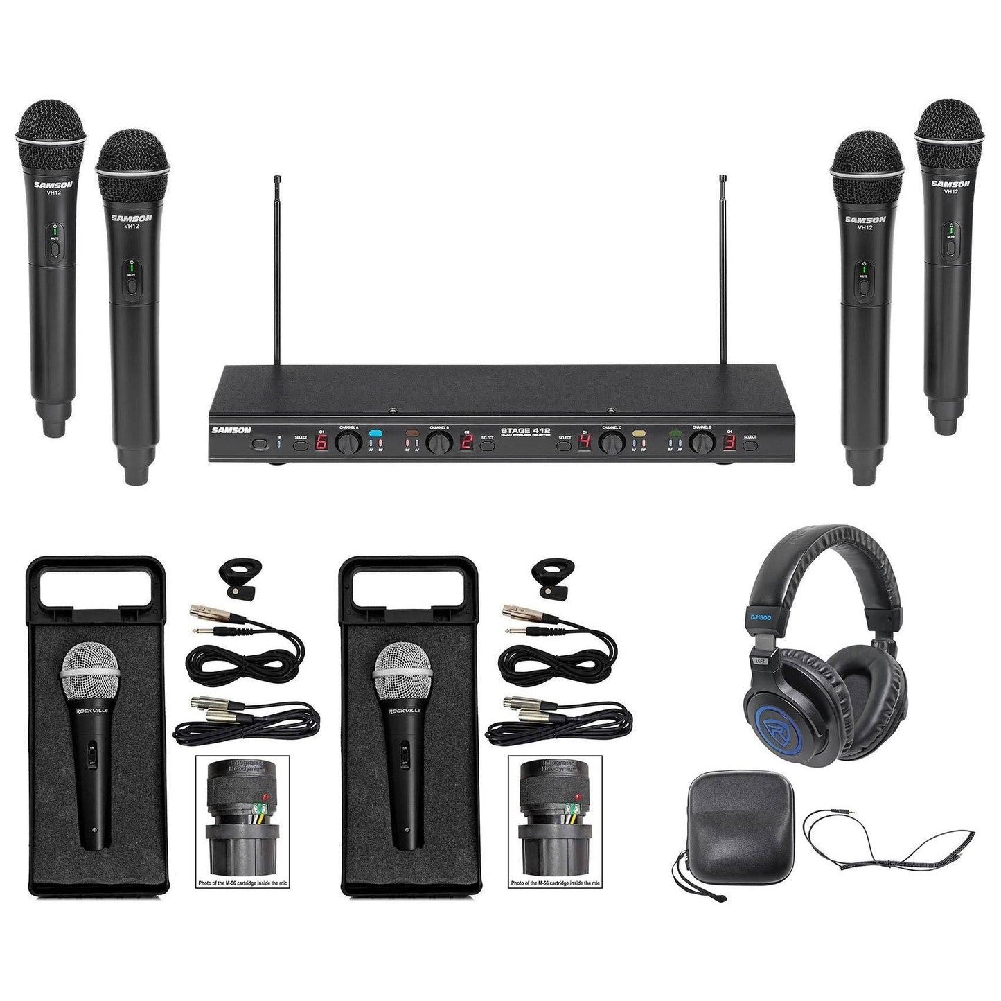 Samson Stage 412 Frequency Agile, Quad-Channel Handheld VHF Wireless System