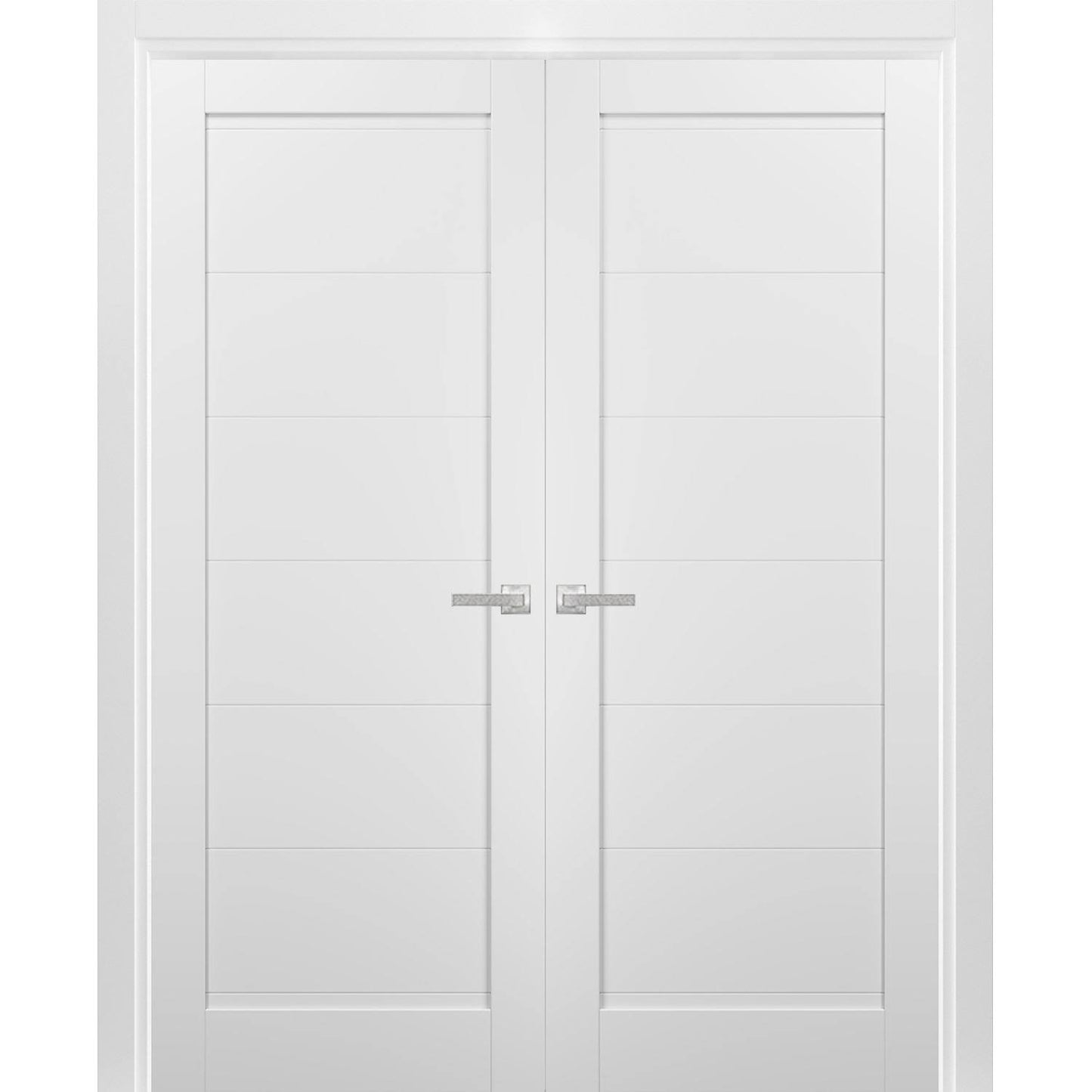 Sliding Closet Bypass Doors 36 x 80 with Hardware | Quadro 4115 White Silk | Sturdy Rails Moldings Trims Set | Kitchen Wooden Solid Bedroom Wardrobe D