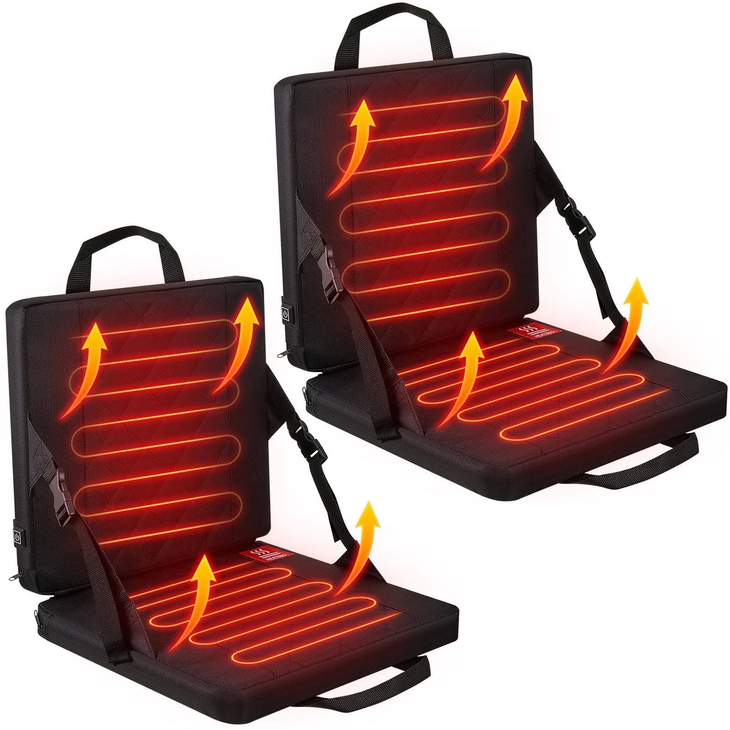 2 Pieces Heated Folding Chair Cushion, Electric USB Heating Boat Canoe Kayak Seat, Portable Foldable Chair Cushion for Stadium Sports Events Outing