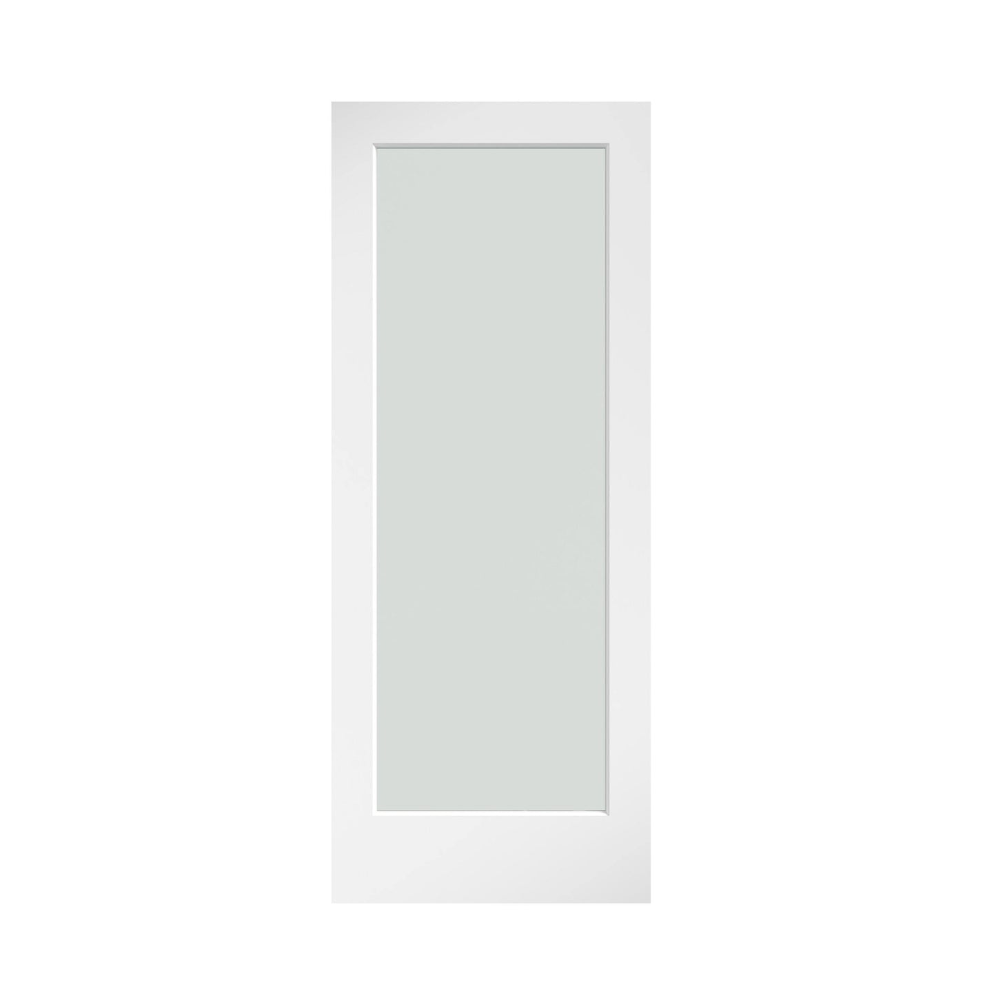 EightDoors 32 in. x 80 in. x 1-3/8 in. 1-Lite Solid Core Frosted Glass White Finished Wood French Interior Door Slab, White Primed