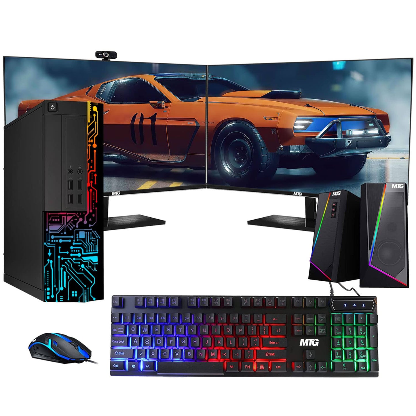 Restored Computer Desktop PC, Intel Core i7, TechMagnet Siwa 8, 16GB Ram, 1TB Hdd, New MtG Dual 22 inch Monitor, MtG RGB Keyboard Mouse, RGB Speaker