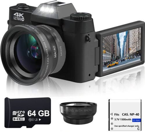 Acuvar 4K 48MP Digital Camera for Photography, Vlogging Camera for Youtube with 3.0180° Flip Screen, Wifi, 16x Digital Zoom, Wide Angle & Macro