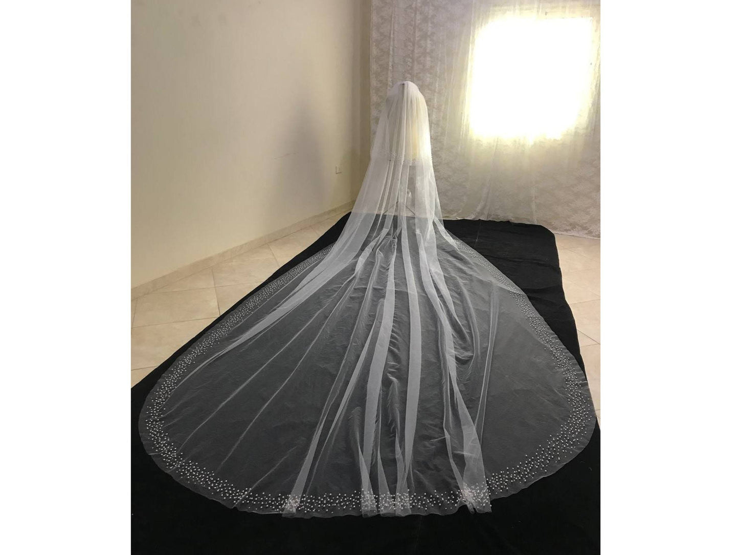 Pearls Wedding Veil Scattered Pearls Veil Veil Bridal Veil