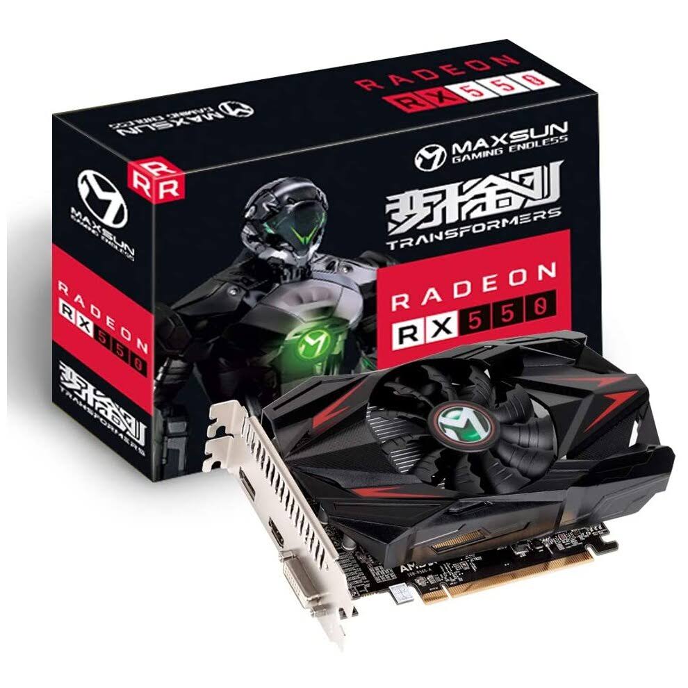 MAXSUN AMD Radeon RX 550 4GB GDDR5 ITX Computer PC Gaming Video Graphics Card GPU 128-Bit DirectX 12 PCI Express x16 3.0 DVI-D Dual Link, Hdmi, Displa