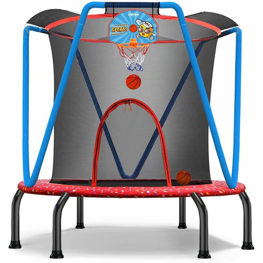 Zupapa No-Gap Design Trampoline for Kids Toddler Indoor Outdoor Small Trampolines for Baby with net Basketball Hoop for Age 2-5, 54 66