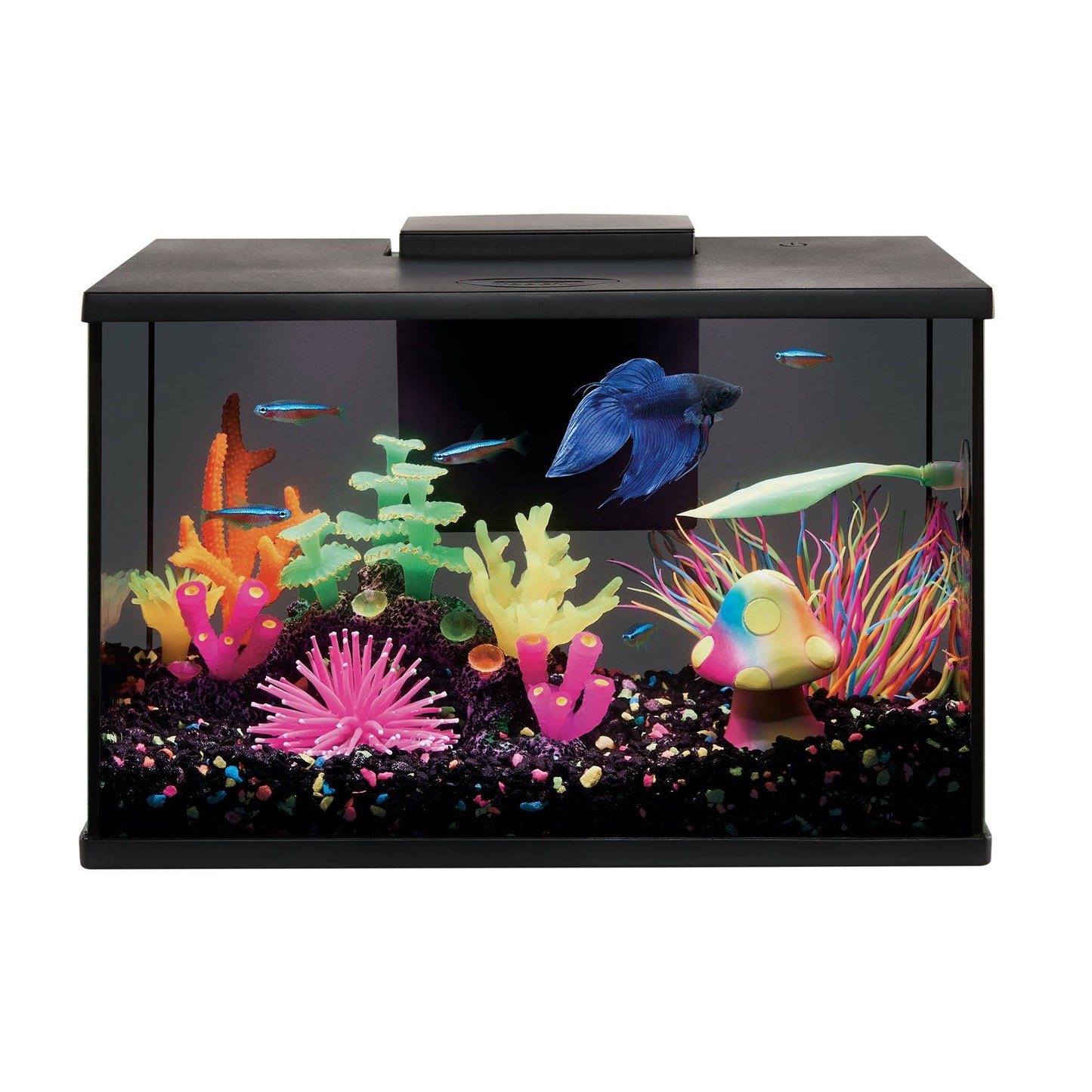 Top Fin LED Black Glass Aquarium Tank