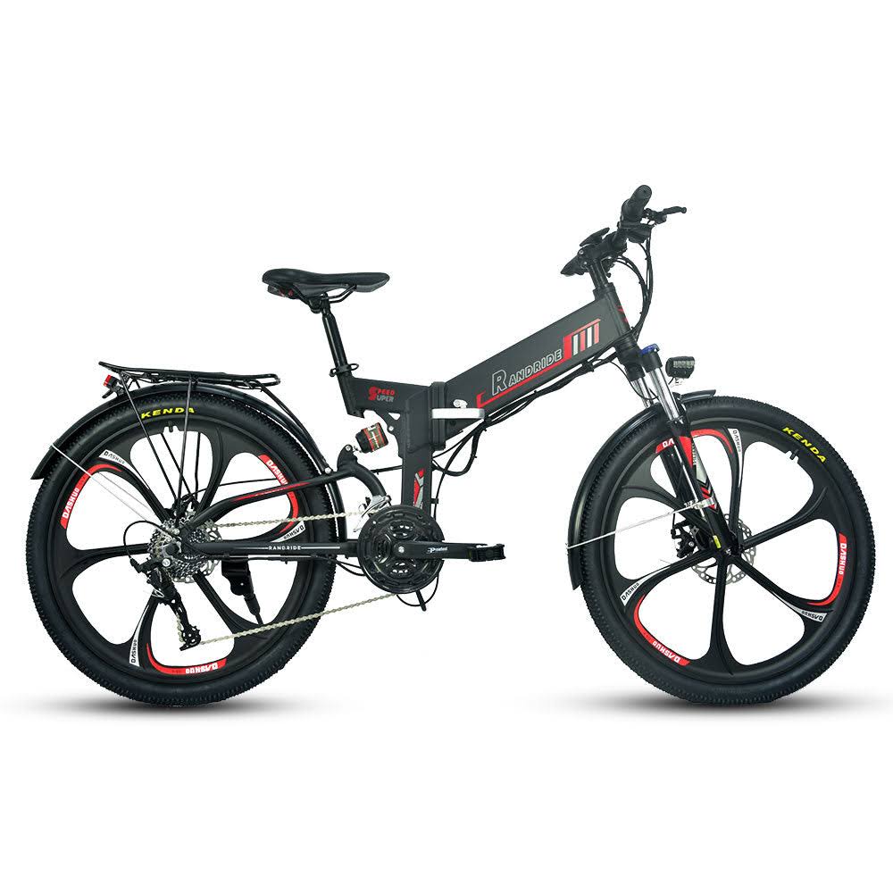 RANDRIDE Collapsible Electric Bike 17AH Folding Commuter Electric Bike 750W Foldable Ebike SHIMANO 27 Speed Electric Bicycle Fold Up Ebikes