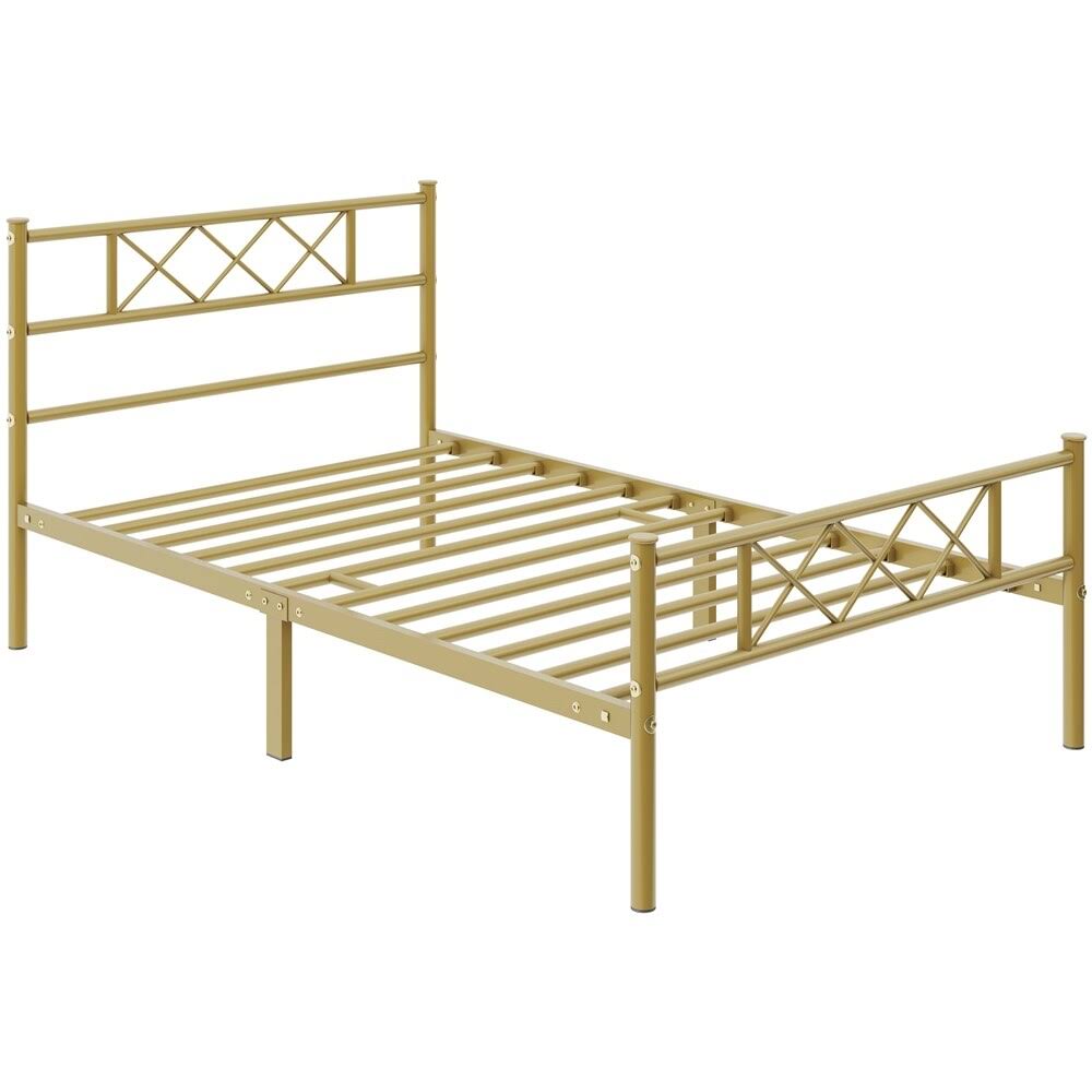 Yaheetech Metal Platform Bed Frame with Headboard and Footboard Queen Size Black