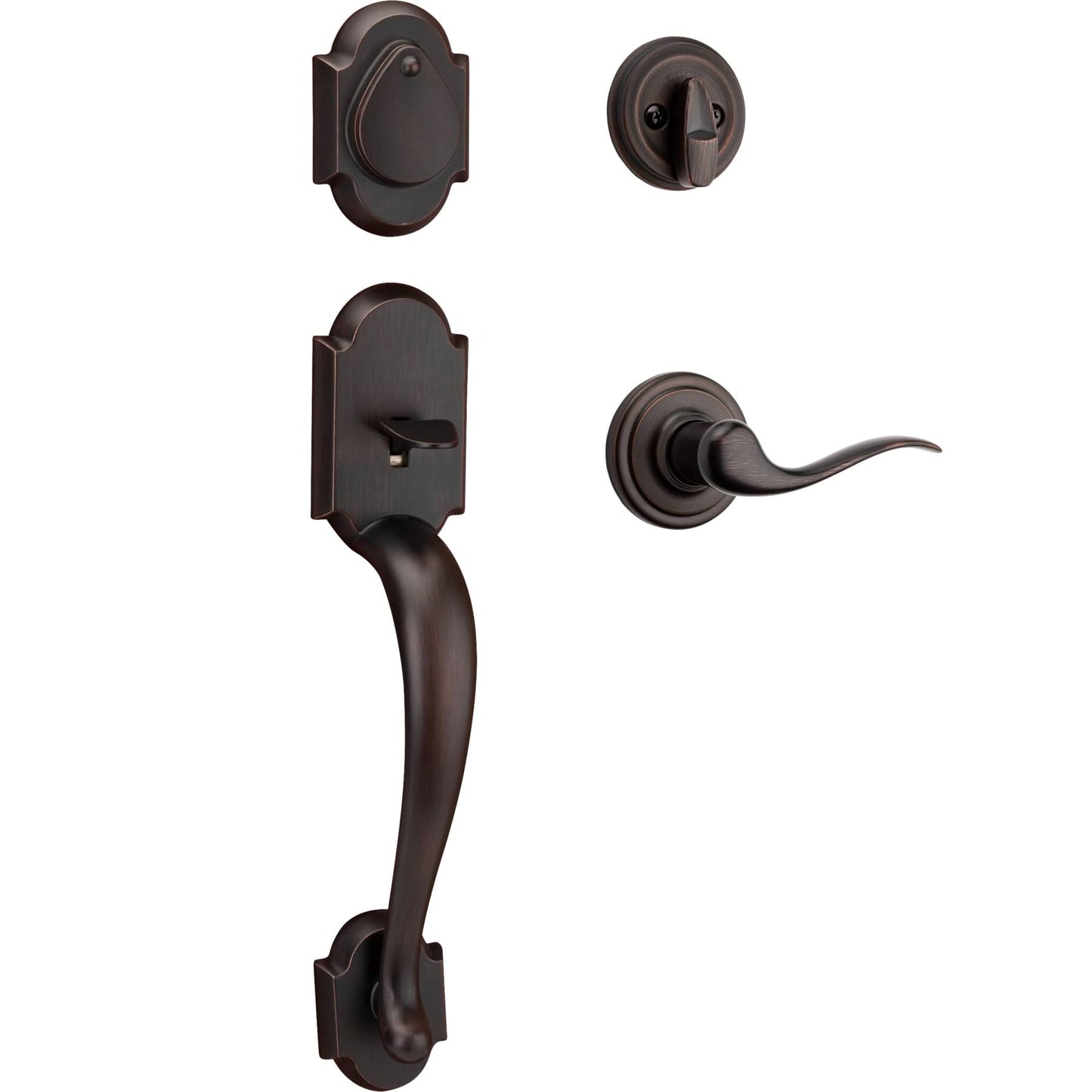 Kwikset Austin Venetian Bronze SmartKey Single-Cylinder Deadbolt Entry Door Handleset Tustin 800Auhxtnl 11P SMT