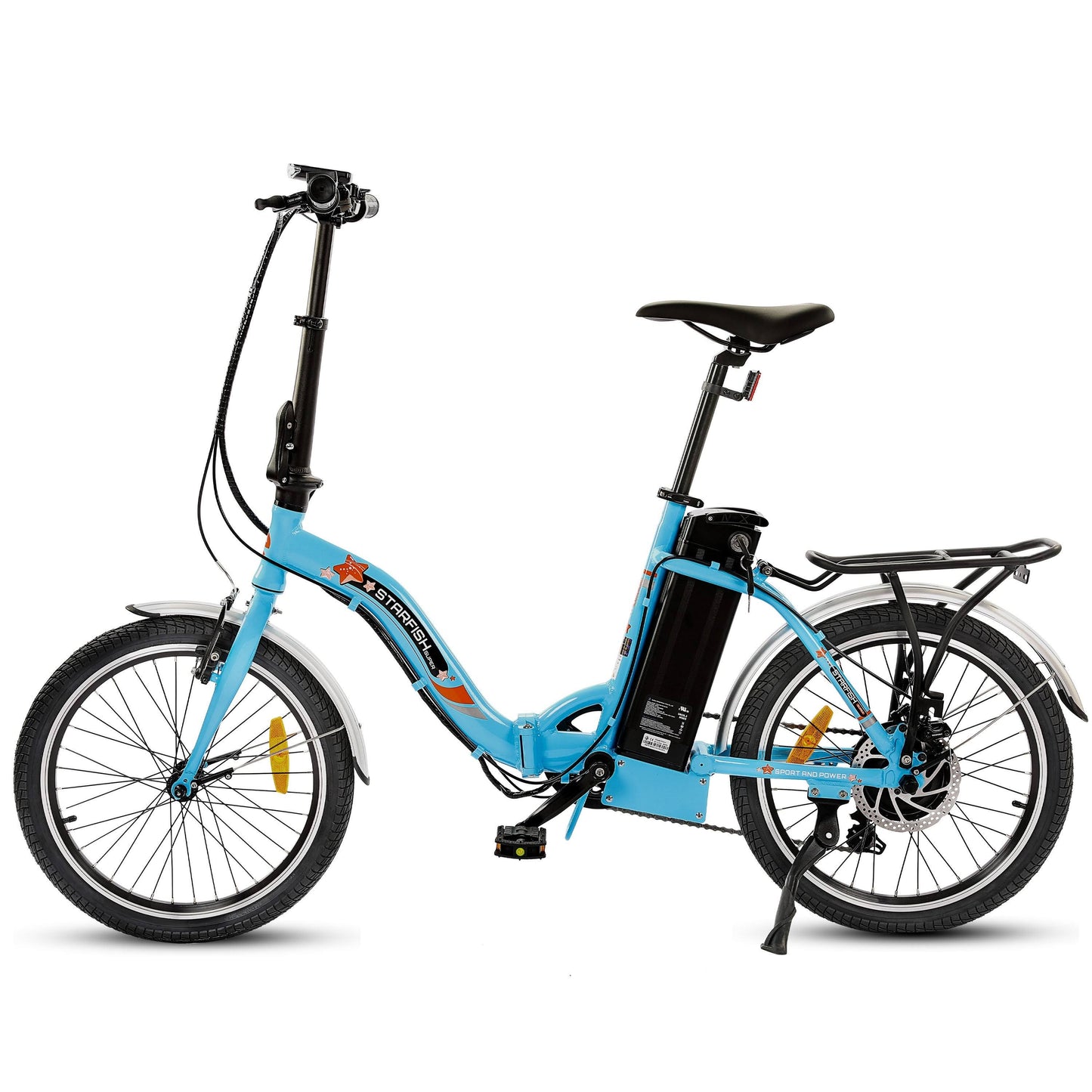 Ecotric Starfish 20inch Portable and Folding Electric Bike - UL Certified, Black