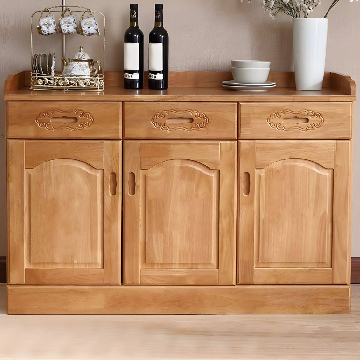 Modern Style Solid Wood Sideboard Table Kitchen Sideboard with Door - Natural 47L x 16W x 32H