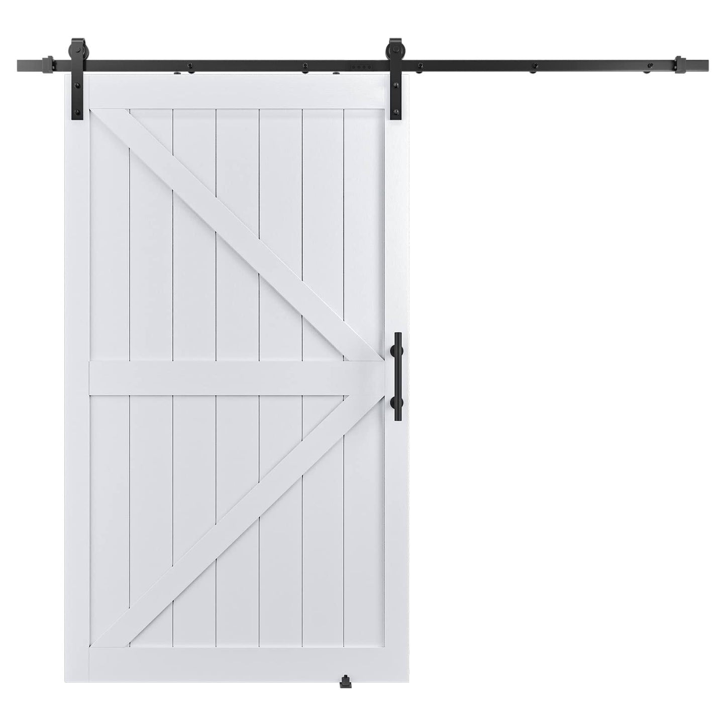 COSHOMER 38in x 84in MDF Sliding Barn Door with 6.6ft Barn Door Hardware Kit & Handle, Pre-Drilled Holes Easy Assembly -Solid Barn Door Slab Covered