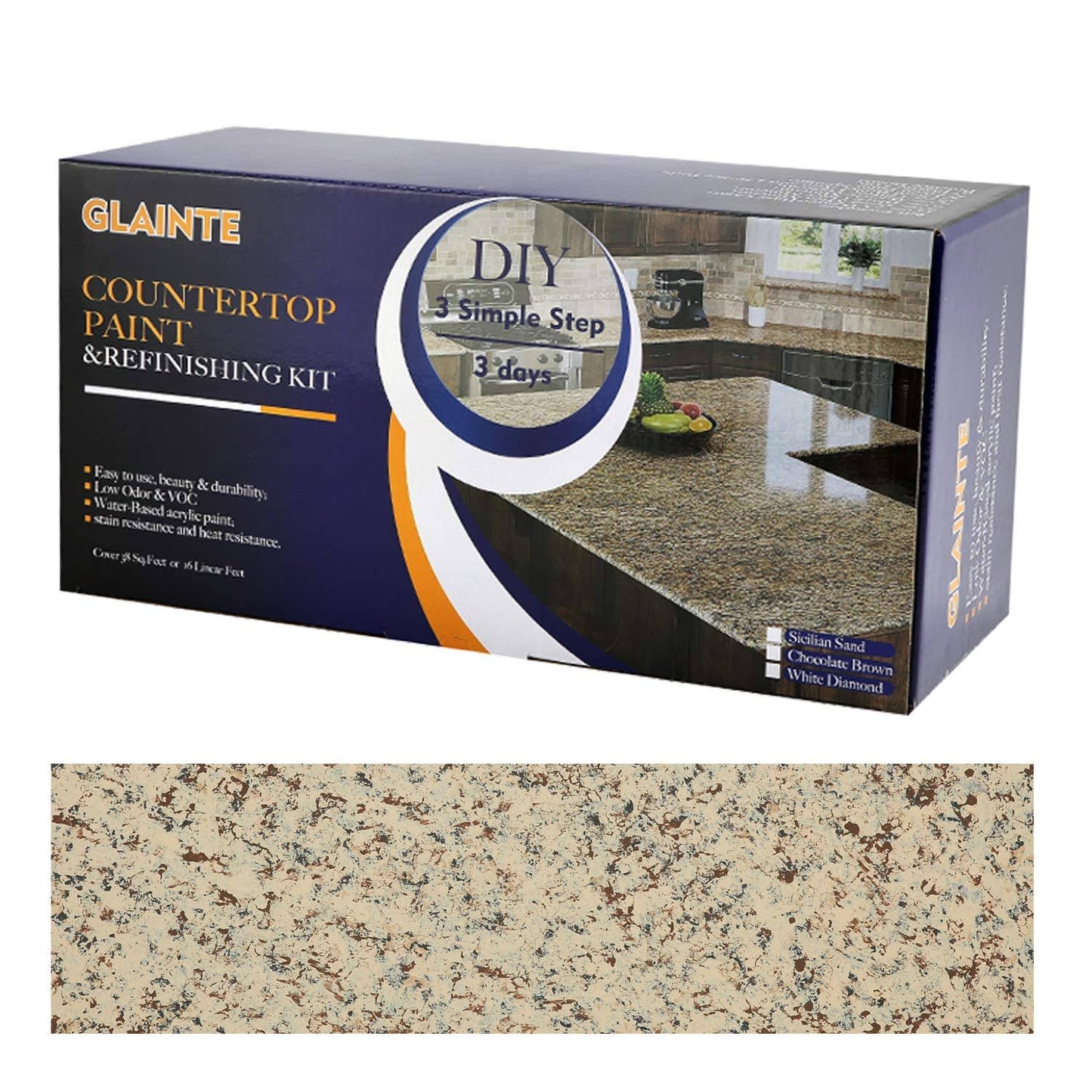 GLAINTE Granite Countertop Paint Kit - Brown Counter Top Refinishing Kit for Kitchen Bathroom