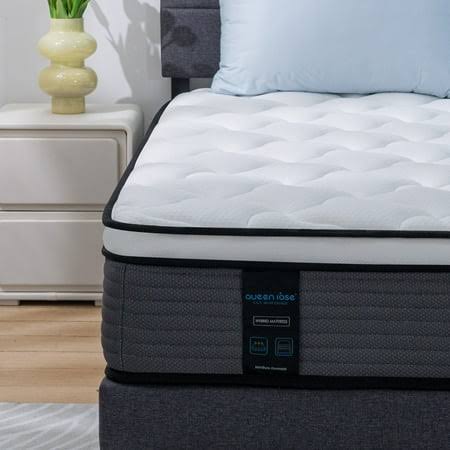 12 King Size Hybrid Mattress, Queen Rose Hybrid Firm Mattress in a Box with Gel Memory Foam, Individually Wrapped Pocket Coils Innerspring, Pressure