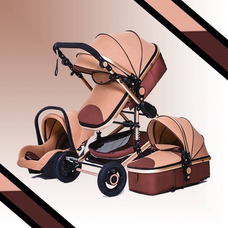 Luxury 3-in-1 Baby Stroller Combo Car Seat Travel System, Prestige Khaki