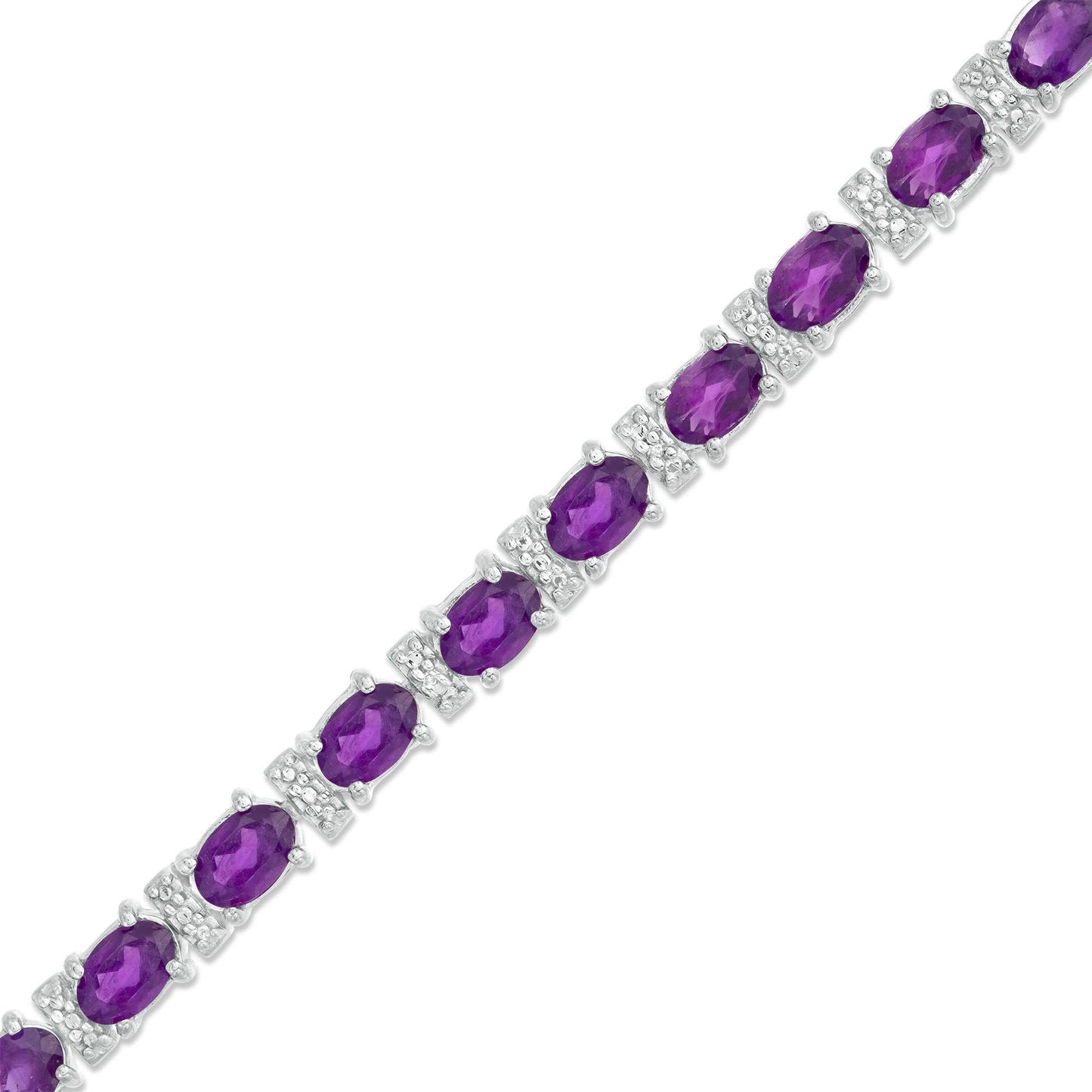 Zales Sideways Oval Amethyst Tennis Bracelet in Sterling