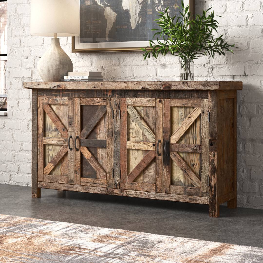 Whittaker Wide Solid Wood Sideboard Steelside