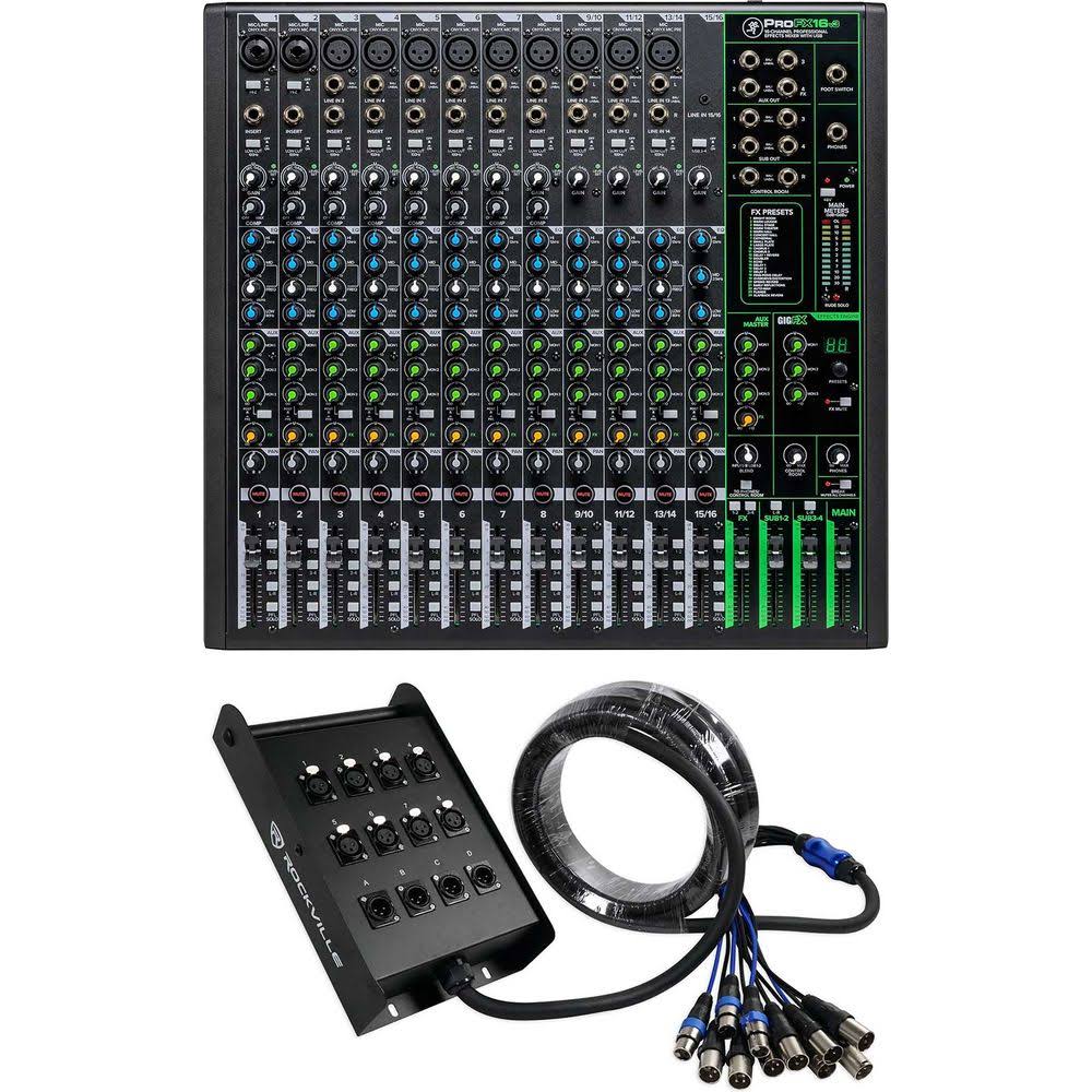 Mackie ProFX16v3 16-Channel 4-Bus Effects Mixer w/USB Profx16 v3+Snake Cable